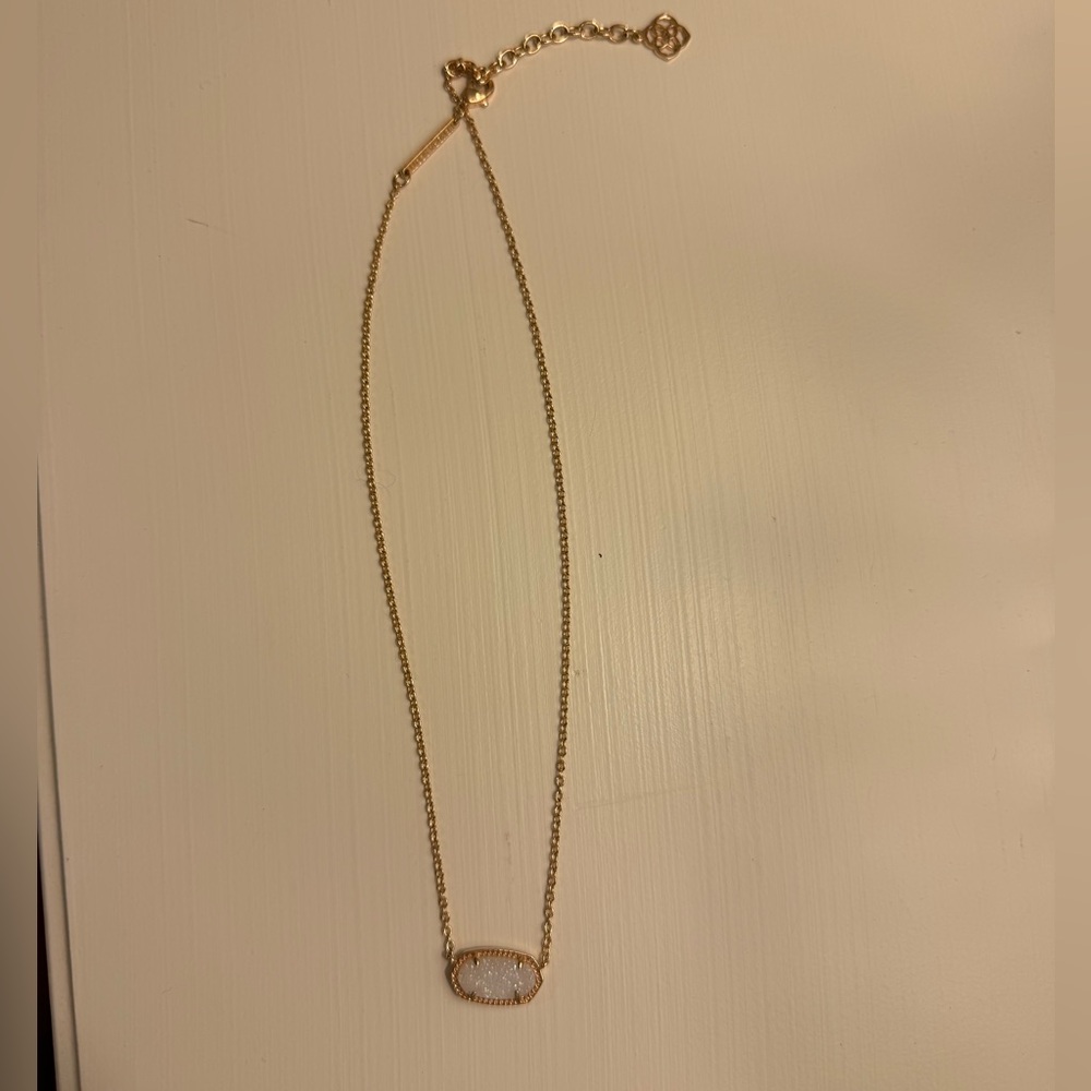 Kendra Scott Elisa Rose Gold Pendant Necklace in Iridecent Drusy